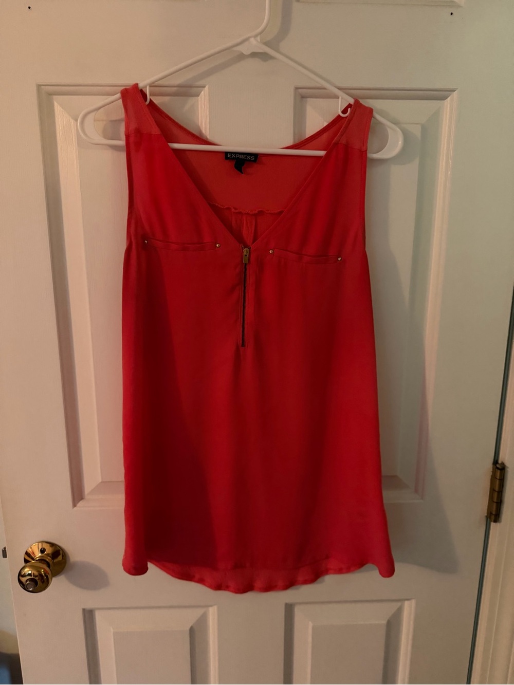 Express Coral Zip-Front Sleeveless Camisole